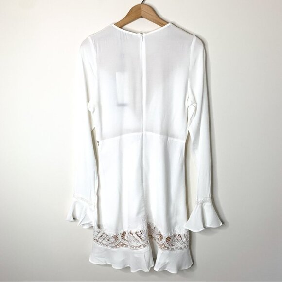 For Love and Lemons Valentina Mini Dress Lace  Flare Sleeve Lace Crochet White - Picture 14 of 16